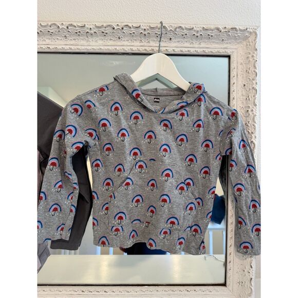 Tea Collection Girl’s 2 Piece Bundle Raglan Bunny Pop & Rainbow Hoodie Size 6 - Picture 4 of 5